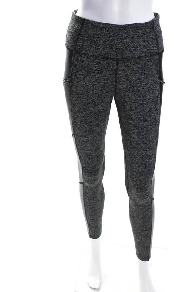 Leggings sin cordones con cremallera cintura elástica retazos gris talla S Athleta para mujer Foto 1 de 4