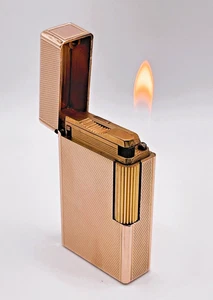 S.T. DUPONT Vintage WORKING L1 BR Lge Lighter RARE Rose Gold Barley late 1970's - Picture 1 of 16