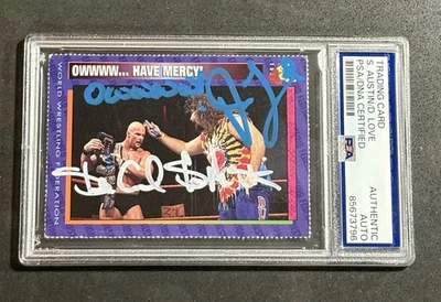 Tarjeta firmada por la revista “STONE COLD” STEVE AUSTIN & DUDE LOVE 1998 WWF PSA/DNA Foto 1 de 2