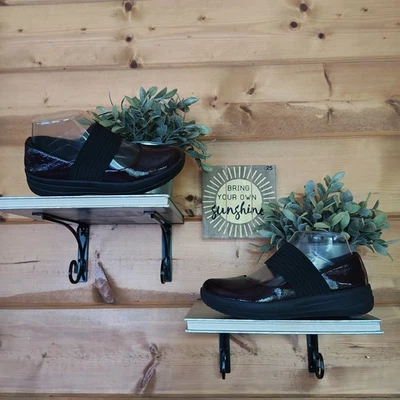 FitFlop F Sporty 170 Elastic Mary Jane Plum Patent Leather Comfort Shoes Size 6 - Image 1 of 4