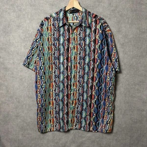Vintage Coogi multi color rainbow patterned short sleeve button up shirt - Picture 1 of 4