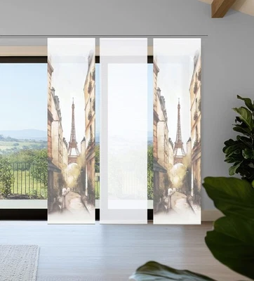 HOME in green 3er Set Schiebegardinen FRANCQ, halbtransparent, Höhe 245 cm, natu - Bild 1 von 3