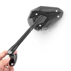 KiWAV ViperII Black Motorcycle Mirrors with Black Base Fairing for Sport Bike ε - Picture 1 of 9
