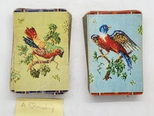 Antique Playing Cards Arrco Duratone Plastic Coated 2 Decks Birds Great Cond - Picture 1 of 5