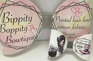 I'M A WITCH HALLOWEEN 4" PRINTED CANVAS FABRIC BOW LOOPS MAKE OWN HAIR BOWS - Picture 1 of 4