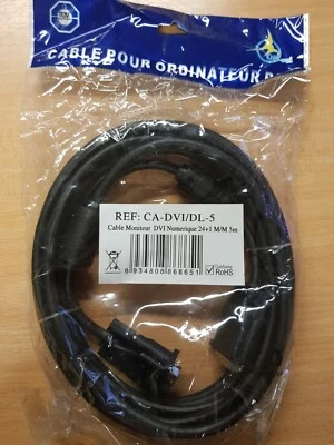 Câble De 5m Dvi-D Double Link 24+1 Mâle Or Vidéo Câble Moniteur PC - Photo 1/4