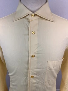 Pal Zileri Men’s Yellow Nailhead Cotton Dress Shirt Sz 16.5 US 42 EU Italy Made - Picture 1 of 8