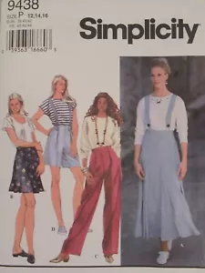 SIMPLICITY 9438 MS Flared Skirt in 2 lengths Pants & Shorts PATTERN 12-14-16 UC - Picture 1 of 3