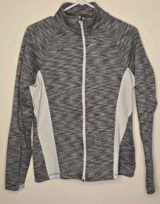 Женская спортивная куртка Tek Gear большой размер космический краситель серый белый на молнии имитация шеи - Изображение 1 из 4