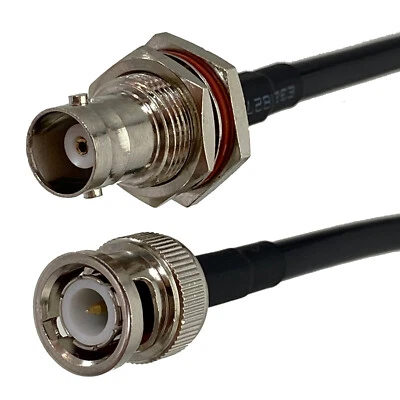 RG58 BNC Female Jack Bulkhead to BNC Male Connector RF Jumper pigtail 4inch~10FT - Image 1 of 4