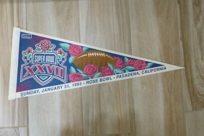 PENNANTS SUPER BOWL XXVII JANUARY  31 1993 ROSE BOWL PASADENA CALIFORNIA FELT - Image 1 of 3