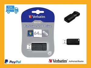 ($0 P&H) Verbatim USB Thumb Drive 64GB Store n Go Flash p/n 49065 Black Capless - Picture 1 of 3