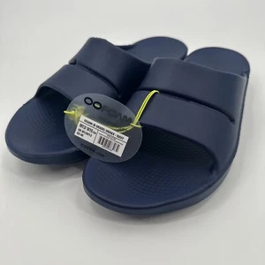 NWT Oofos Ooahh Navy B Grade Oofoam Recovery Comfort Sandal Slides Sz M13 W15 - Picture 1 of 6