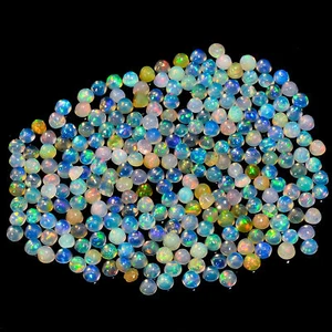 Natural Welo Fire Ethiopian Opal Round Cabochon Gemstone 5 Ct. Lot 3 mm EO-18 - Picture 1 of 3