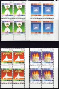 1985 Australia Conservation Set Of 4 Bottom R/H Corner Blocks Of 4 MNH, Clean - Picture 1 of 1