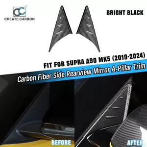 2 pezzi deflettori eolici in vera fibra di carbonio adatti per Toyota Supra GR A90 MK5 2019-2024 - Foto 1 di 7