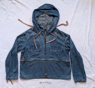 Kapital Wide Fit Blue Washed Denim Gunner Smock Anorak 2 Medium - Image 1 of 4