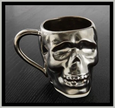 West Elm Black Halloween Skull Mug 19 OZ NEW Ceramic Halloween Holiday - Image 1 of 4