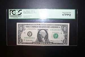 1999 $1 One Dollar Radar Note- SUPER HIGH GRADE 67PPQ RADAR FANCY SERIAL NUMBER - Picture 1 of 2