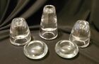 Set (5) Glass Candle Holders - Votive Pucks + Pyramid Like Cone - Thick Glass