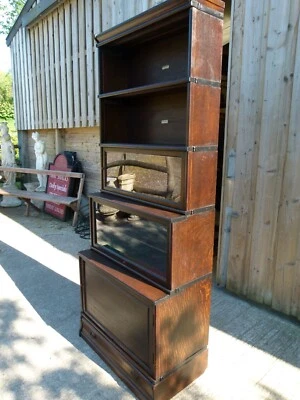 GLOBE WERNICKE C1900-1910 LARGE WATERFALL FRONT OAK 6 SECTION BARRISTER BOOKCASE - Image 1 of 4