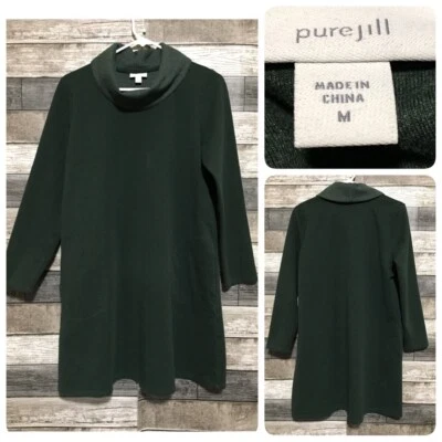 J Jill Sudadera Vestido Mujer’s M Verde Bosque Bolsillos Mezcla Algodón (Leer) A4 Foto 1 de 4