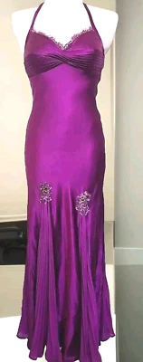 Винтажное женское платье макси русалка расклешенное фиолетовое платье размер 2 украшенное драгоценными камнями - Изображение 1 из 4