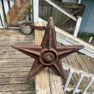 Antique Cast Iron 9” Architectural Salvage Building Anchor Star With Steel Bar - Picture 1 of 8