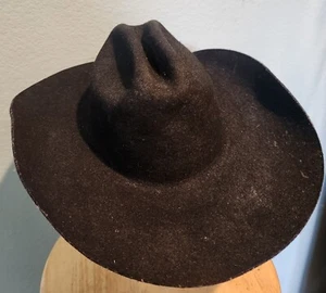 Alamo Hats Cowboy Western Hat Black Wool Blend 7 1/8 - Picture 1 of 6