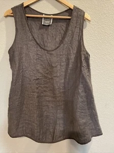 HARUBELLA Damen grau ärmellose Lagenlook Tunika Tank Schlitzsäume Gr. L - Bild 1 von 6