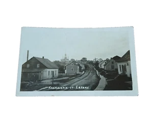 Cartolina AZO RPPC BELLECHASSE Quebec 1910s St Lazare Street View CHIESA CATTEDRALE - Foto 1 di 16
