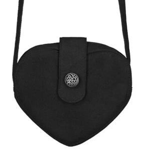 Trachten-Tasche mit Tragegurt Herz schwarz 19x17cm Wildlederimitat - Bild 1 von 2