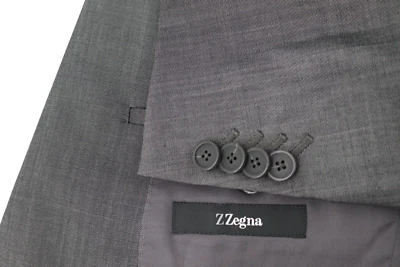 Abrigo deportivo Z Zegna para hombre 38R de un solo pecho dos botones lana mohair gris carbón Foto 1 de 4