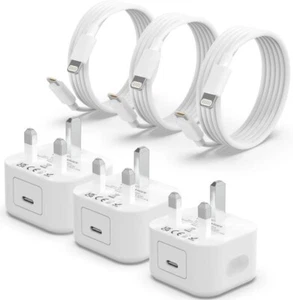3Pack Iphone 14/13/12 [ Apple Mfi Certified]Fast Charger 20W 6Ft Type C Cable - Picture 1 of 7