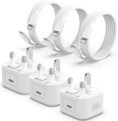 3Pack Iphone 14/13/12 [ Apple Mfi Certified]Fast Charger 20W 6Ft Type C Cable - Image 1 of 4