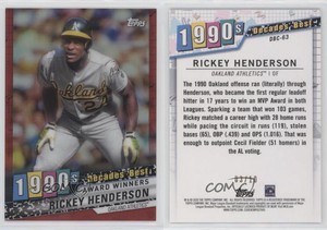 2020 Topps Decades Best Chrome Award Winners Red /10 Rickey Henderson HOF