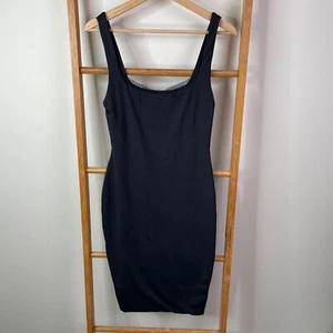 Kookai Bodycon Dress Womens 2 Black Rib Knit Knee Length Sleeveless Scoop Neck - Picture 1 of 10