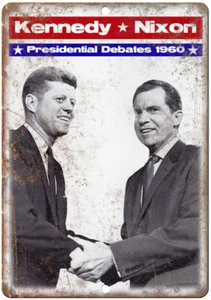 Kennedy Nixon Debatte politisches Poster 1960 12" x 9" Reproduktion Blechschild ZC05 - Bild 1 von 1