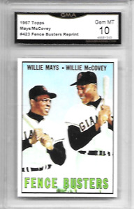 1967 TOPPS MAYS & MCCOVEY FENCE BUSTERS REPRINT #423 GRADED GMA 10 GEM MINT