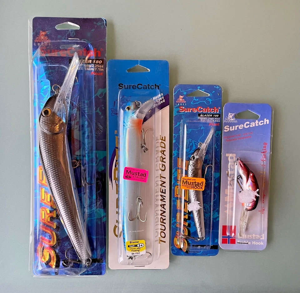 Juego de señuelos de pesca SureCatch agua salada Wobbler mostaza gancho Foto 1 de 1