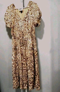 Maxi Vestido Universal Hilo Talla L Estampado Animal Forrado Ambiente Campesino Cintura Calada - Imagen 1 de 3