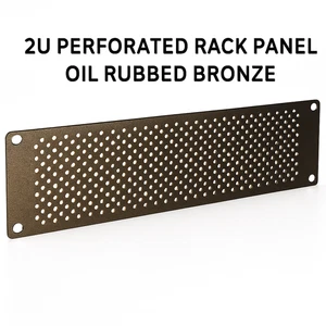 Panneau crémaillère 2U bronze frotté à l'huile - Acier perforé 19" - Finitions personnalisées ! - Photo 1/4