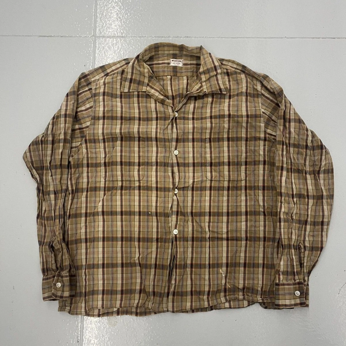 16 L 60s McGREGOR Ombre plaid rayon wool Early 1960\u0027s NOS 