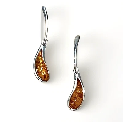 Pendientes Plata Ámbar Tachuelas 925 Esterlina Natural Ámbar Báltico 3cm Gota Nuevo Foto 1 de 4
