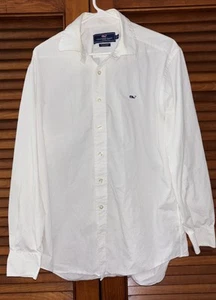 Camisa de vestir blanca de manga larga con botones Vineyard Vines para mujer talla mediana” - Imagen 1 de 4