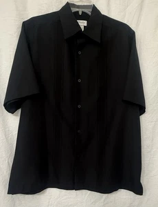 CONCEPTS By CLAIBORNE Large TALL Men's Black Short Sleeve Dress Shirt - Picture 1 of 9