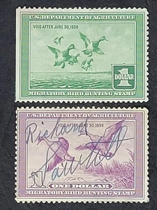 MS-44 US DUCK HUNTING STAMP #'s RW4 & RW 5, USED CV $140 - Picture 1 of 2