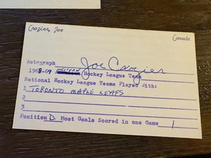 Joe Crozier Toronto Maple Leafs signed autographed Hockey 3x5 index card - Picture 1 of 1