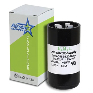56-72 MFD uf 110-125 VAC Round Electric Motor Start Capacitor Made in USA - Picture 1 of 6