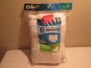 Hanes Boys White Cotton Briefs - 6 pack - Size L/G - Picture 1 of 2